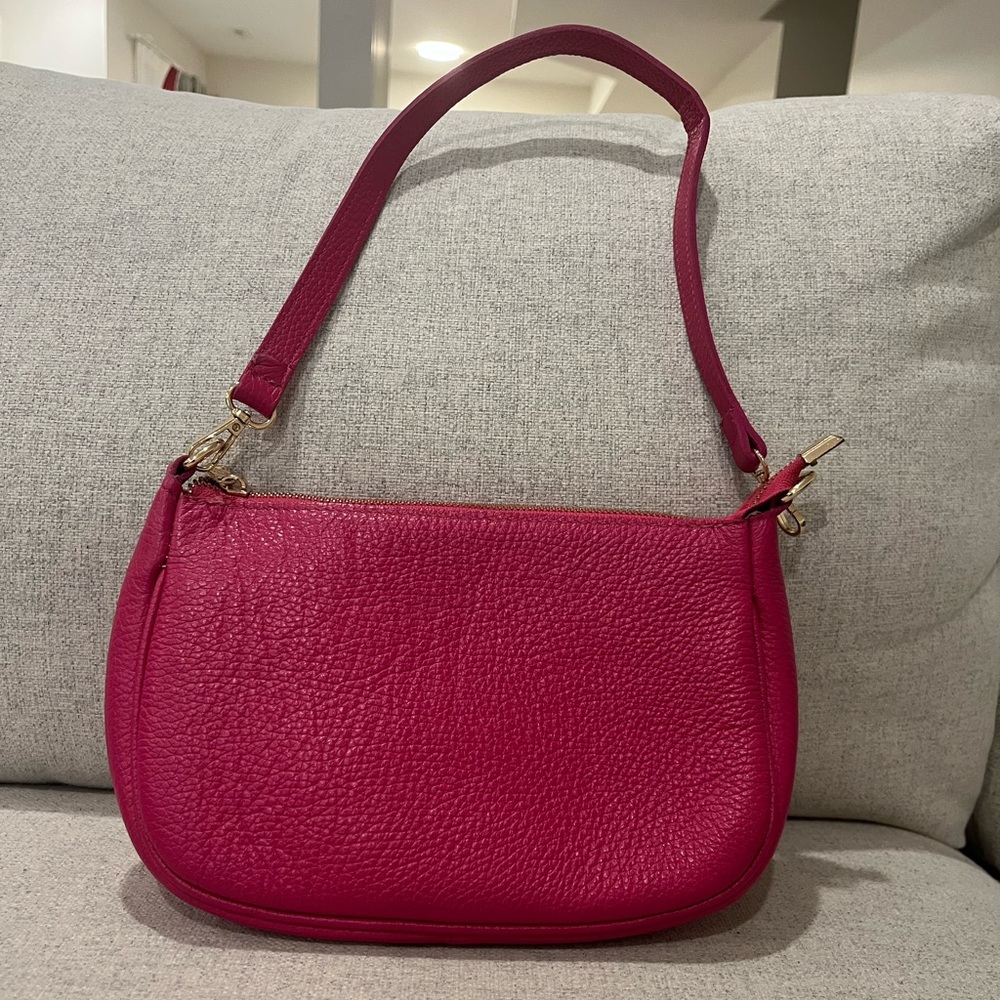 Elegant Pink Leather Shoulder Bag